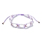 Woven Glass Flower Adjustable Braided Bead Bracelets for Women, Lavender, Inner Diameter: 1-7/8~3-1/4 inch(4.65~8.2cm)