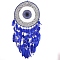 Evil Eye Woven Web/Net with Feather Wall Hanging Decorations, with Iron Ring, for Home Bedroom Decorations, Blue, 900mm