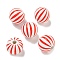 Printed Wood European Beads, Round with Stripe Pattern, Red, 15.5~16mm, Hole: 4~4.5mm