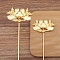 Flower Alloy Hair Stick Finding, Ancient Style Hanfu Accessories for Women, Gold, 120mm