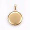 Ion Plating(IP) 316 Stainless Steel Locket Pendants, Flat Round, Real 18k Gold Plated, 31x27.5x5mm, Hole: 10x5mm, 20mm Inner Diameter