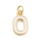 Rack Plating Brass Pendants, with Enamel and Jump Ring, Cadmium Free & Lead Free, Long-Lasting Plated, Real 18K Gold Plated, Letter, Letter O, 11.5x6.5x1mm, Hole: 2.5mm