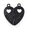 Alloy Enamel Split Pendants, Magnetic Charms, Heart with Word Best Friends, Black, 28x25x2mm, Hole: 2mm