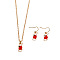 Alloy Enamel Pendant Necklaces & Dangle Earrings Sets for Women, Rabbit, 400mm