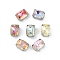 Brass Glass Rhinestone Sew on Rhinestones, Rectangle, Faceted, Mixed Color, Platinum, 8x6x5mm, Hole: 0.8mm