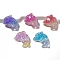 5Pcs Resin Cabochos, with Glitter Power, Dolphin, Mixed Color, 23x17mm, 5pcs/set