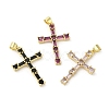 Rack Plating Brass Micro Pave Cubic Zirconia Pendants KK-C052-09G-1