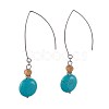 Synthetic Turquoise & Natural Howlite & Natural Tiger Eye Dangle Earrings Sets EJEW-JE02867-2