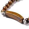 Natural Tiger Eye Beads Charm Bracelets BJEW-K164-B06-3