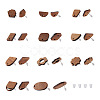 Fashewelry 22Pairs 11 Style Walnut Wood Stud Earring Findings MAK-FW0001-01-25