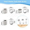 Unicraftale 60Pcs 3 Style 303 Stainless Steel European Beads STAS-UN0055-73-3