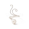 Copper Wire Wrapped Natural Freshwater Pearl Cuff Rings for Women RJEW-JR00553-02-4