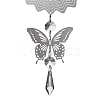 Butterfly 201 Stainless Steel 3D Wind Spinner with Glass Pendant HJEW-E011-01P-05-3