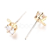 Brass Micro Pave Clear Cubic Zirconia Stud Earring Findings ZIRC-H116-06A-G-2