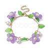 Acrylic Flower & Glass Pearl Charm Bracelets BJEW-JB10054-03-1