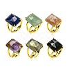 Rectangle Natural Gemstone Open Cuff Rings RJEW-C087-05G-1