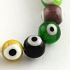 Round Handmade Evil Eye Lampwork Beads Strands LAMP-R114-8mm-12-1