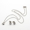 304 Stainless Steel Rhinestone Flower Jewelry Sets SJEW-F007-02-1