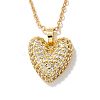 Elegant Romantic Heart Brass Micro Pave Clear Cubic Zirconia Pendant Necklace for Women XT9950-1-3