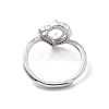 Adjustable Rhodium Plated 925 Sterling Silver Clear Cubic Zirconia Ring Components STER-C011-09P-3