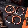 5Pcs 5 Styles Halloween Synthetic Non-magnetic Hematite & Polymer Clay Beaded Stretch Bracelet Sets BJEW-JB10733-2