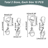 Unicraftale 20Pcs 2 Styles 304 Stainless Steel Double Lobster Claw Clasps STAS-UN0044-47-4