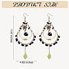 Natural Obsidian Chips Beaded Big Teardrop Dangle Earrings EJEW-SW00016-02-2