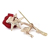 Valentine's Day Rose Flower Zinc Alloy Crystal Rhinestone Brooches JEWB-I031-04B-3