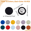 AHADERMAKER 120Pcs 12 Colors Plastic with Cotton Cloth Shank Buttons BUTT-GA0001-09-2