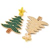 Christmas Tree Alloy & Acrylic Beaded Dangle Stud Earrings for Women EJEW-G406-01G-01-3