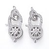 Brass Micro Pave Clear Cubic Zirconia Lobster Claw Clasps KK-K242-14P-1