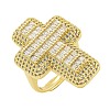 Cross Brass with Cubic Zirconia Open Cuff Rings RJEW-U011-09G-01-1