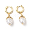 ABS Imitation Pearls Drop Dangle Hoop Earrings with Clear Cubic Zirconia EJEW-F288-02-2