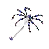 3Pcs 3 Colors Halloween Theme Spider Glass Pendants PALLOY-JF02882-2