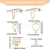 GOMAKERER 20Pcs 2 Styles Brass Ring Stud Earring Findings DIY-GO0001-16-2