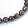 Natural Black Wood Lace Stone Round Bead Strands G-E334-8mm-03-2