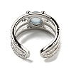 Natural Aquamarine Adjustable Rings RJEW-K269-10P-04-3