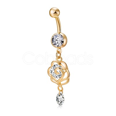 Brass Cubic Zirconia Navel Ring AJEW-EE0004-15-1