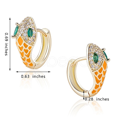 Cubic Zirconia Snake Hoop Earrings with Enamel EJEW-SZ0001-87D-1