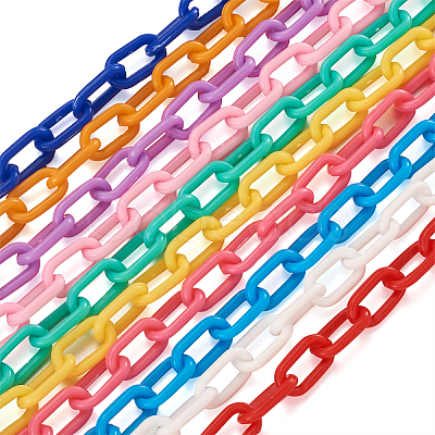 Yilisi 40 Strands 10 Colors Handmade Opaque Acrylic Paperclip Chains KY-YS0001-04-1