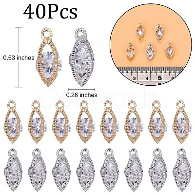 40Pcs 2 Colors Alloy Cubic Zirconia Pendants JX645A-1