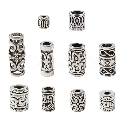 Kissitty Tube Hollow Tibetan Style Alloy Beads TIBEB-KS0001-04AS-1