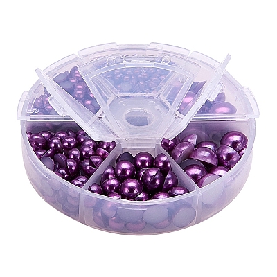 PandaHall Elite Medium Orchid Imitation Pearl Beads Assorted Mixed Sizes 4-12mm Flat Back Pearl Cabochons SACR-PH0001-47-1