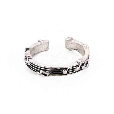 Musical Note Open Cuff Ring RJEW-S038-209-1