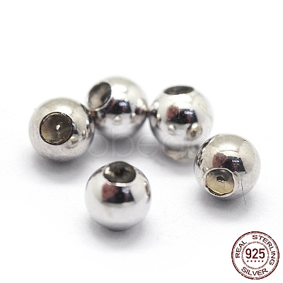 Anti-Tarnish Rhodium Plated 925 Sterling Silver Stopper Beads STER-I016-106B-P-1