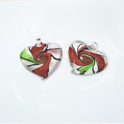 Handmade Silver Foil Lampwork Pendants LAMP-J090-L01-1