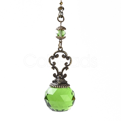 Faceted Glass Round Big Pendant Decorations HJEW-F007-A01-1