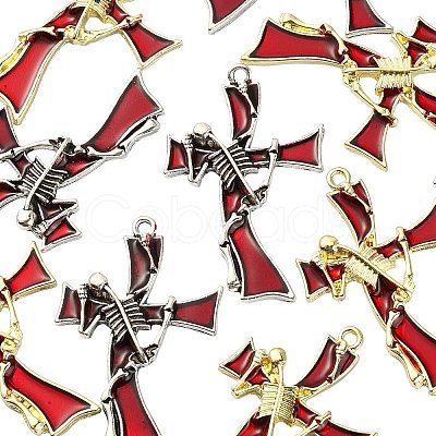 10Pcs 2 Colors Alloy Enamel Pendants ENAM-CJ0002-15-1