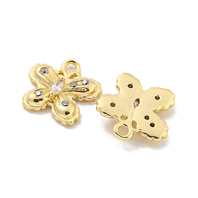 Brass Micro Pave Clear Cubic Zirconia Charms KK-Z044-19G-1