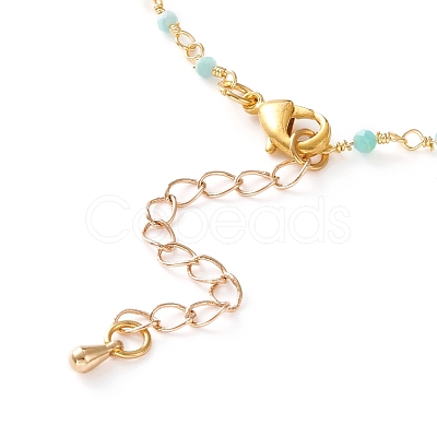 Faceted Round Natural Amazonite Beaded Necklaces NJEW-JN03215-03-1